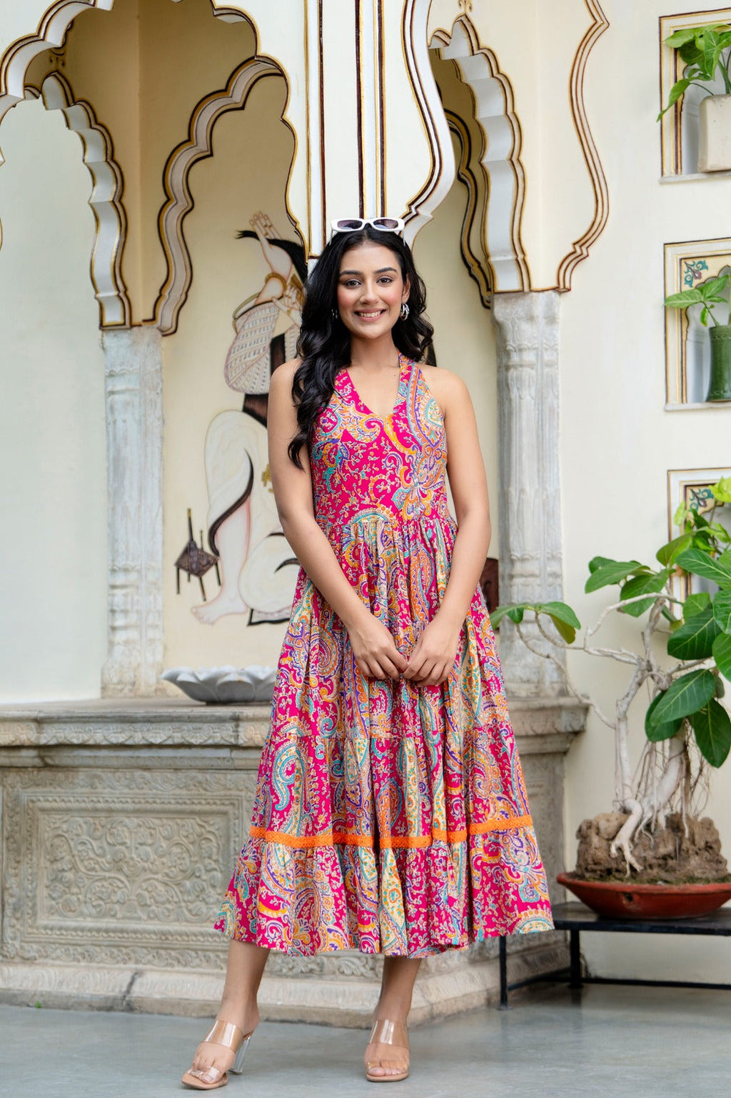 Pure Cotton Stylish Mandana Pink Dress For Women