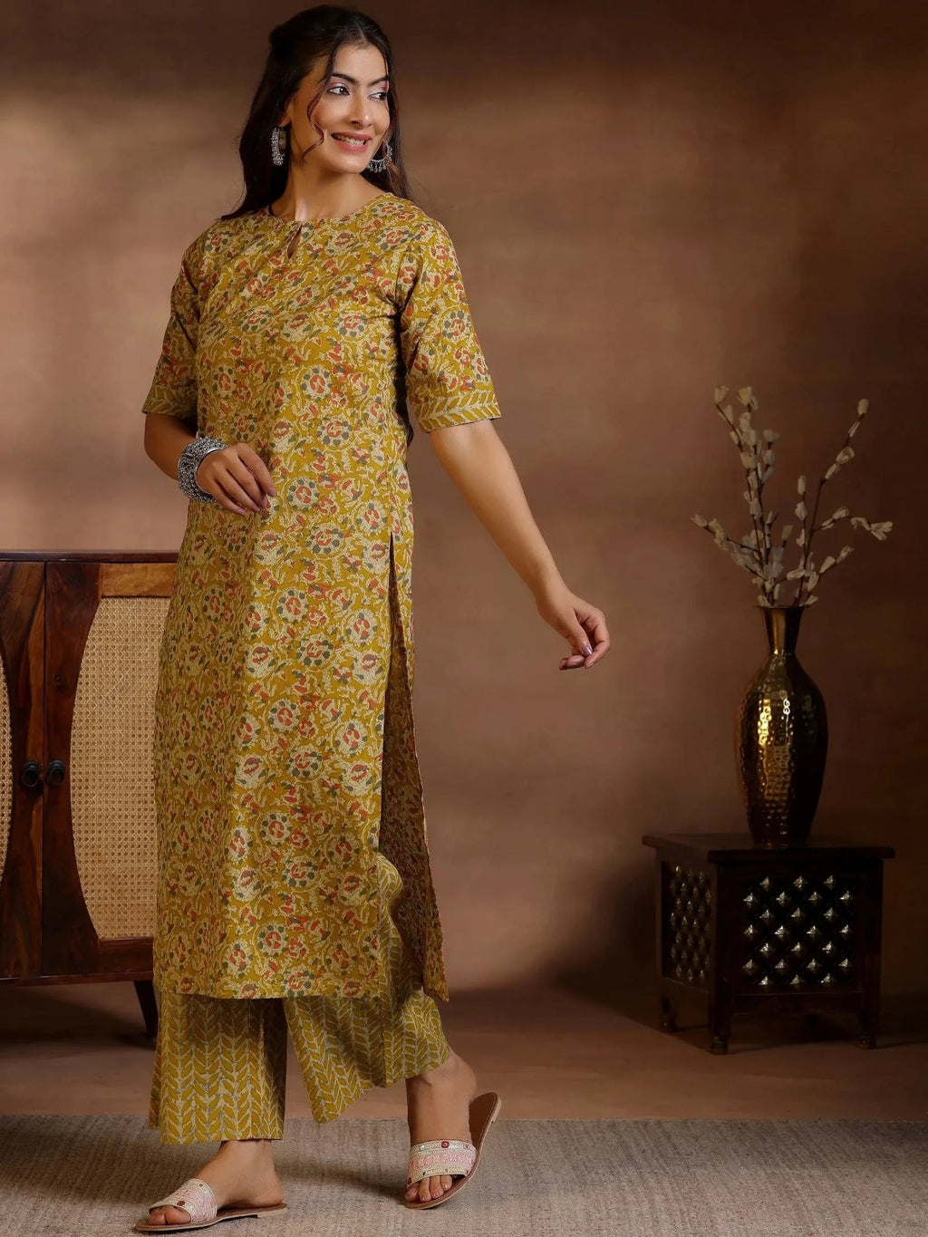 Pure Cotton Yellow Mustard Kurta and Pant