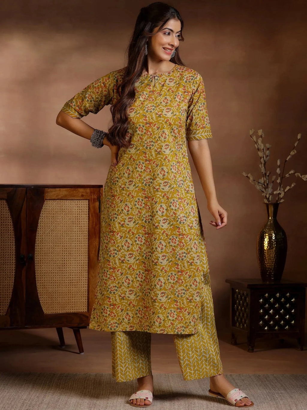 Pure Cotton Yellow Mustard Kurta and Pant