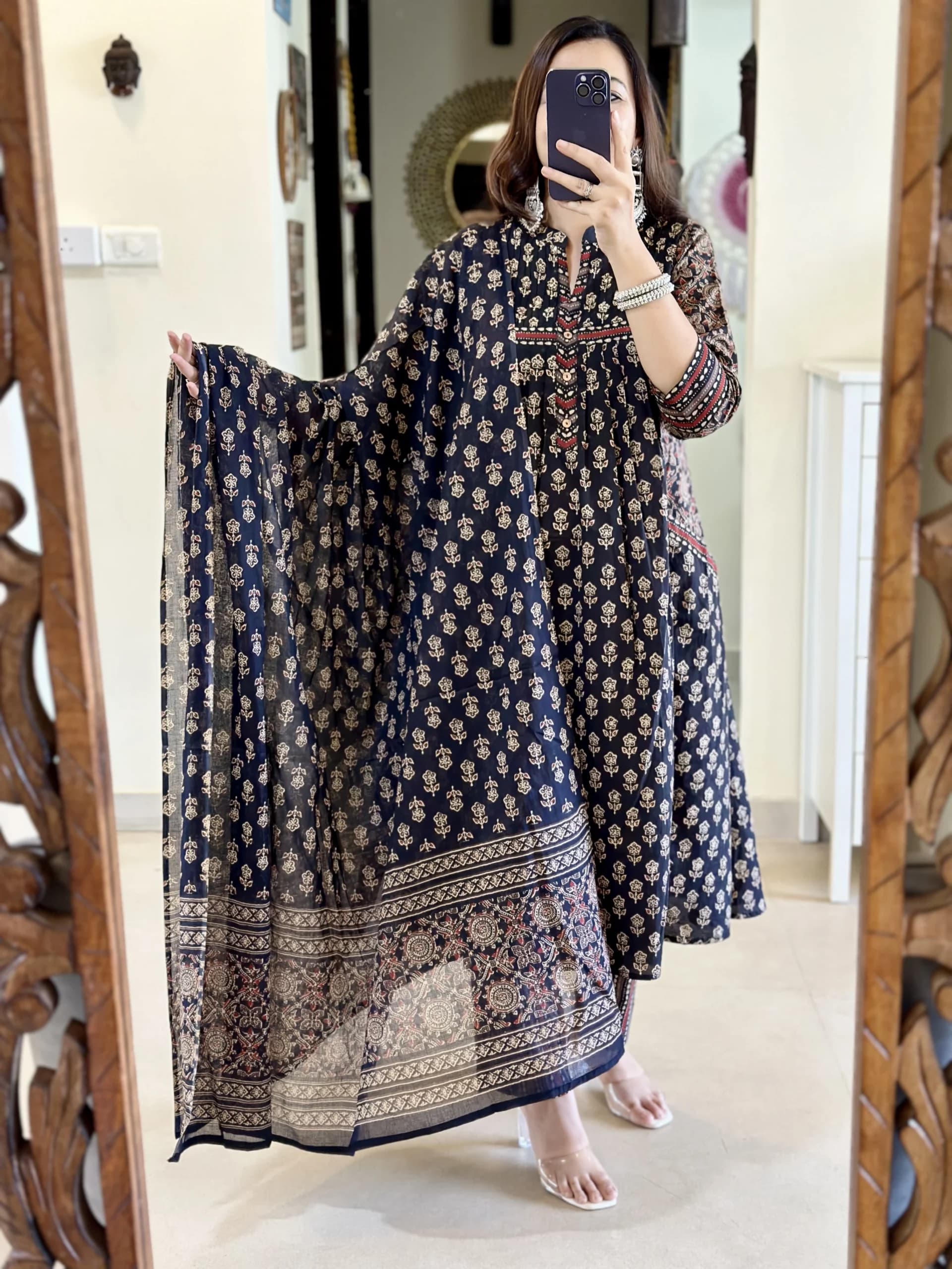 Blue Pure Cotton Kurta And Pant With Dupatta