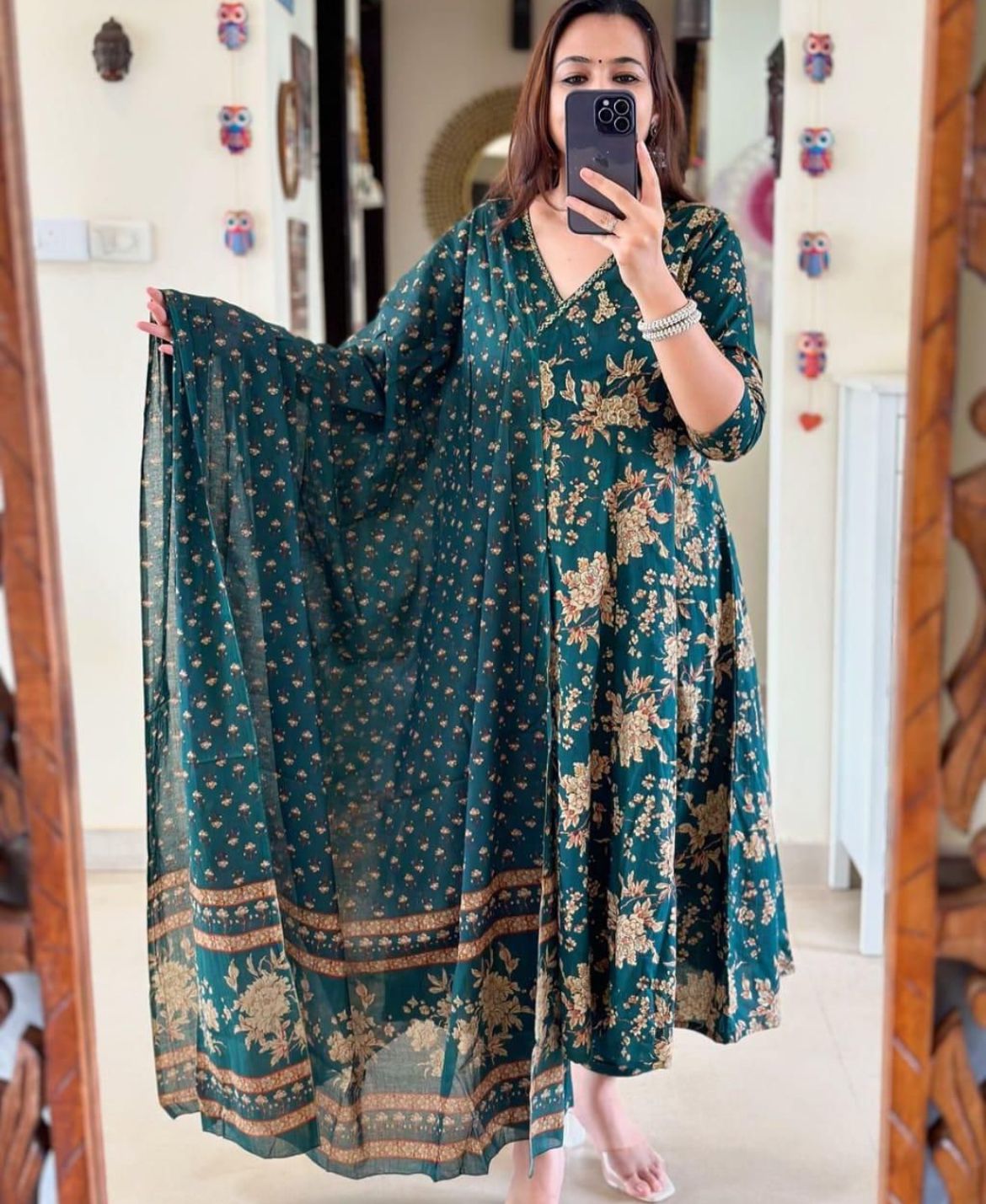 Beautiful Blue Pure Cotton Kurta And Pant With Dupatta