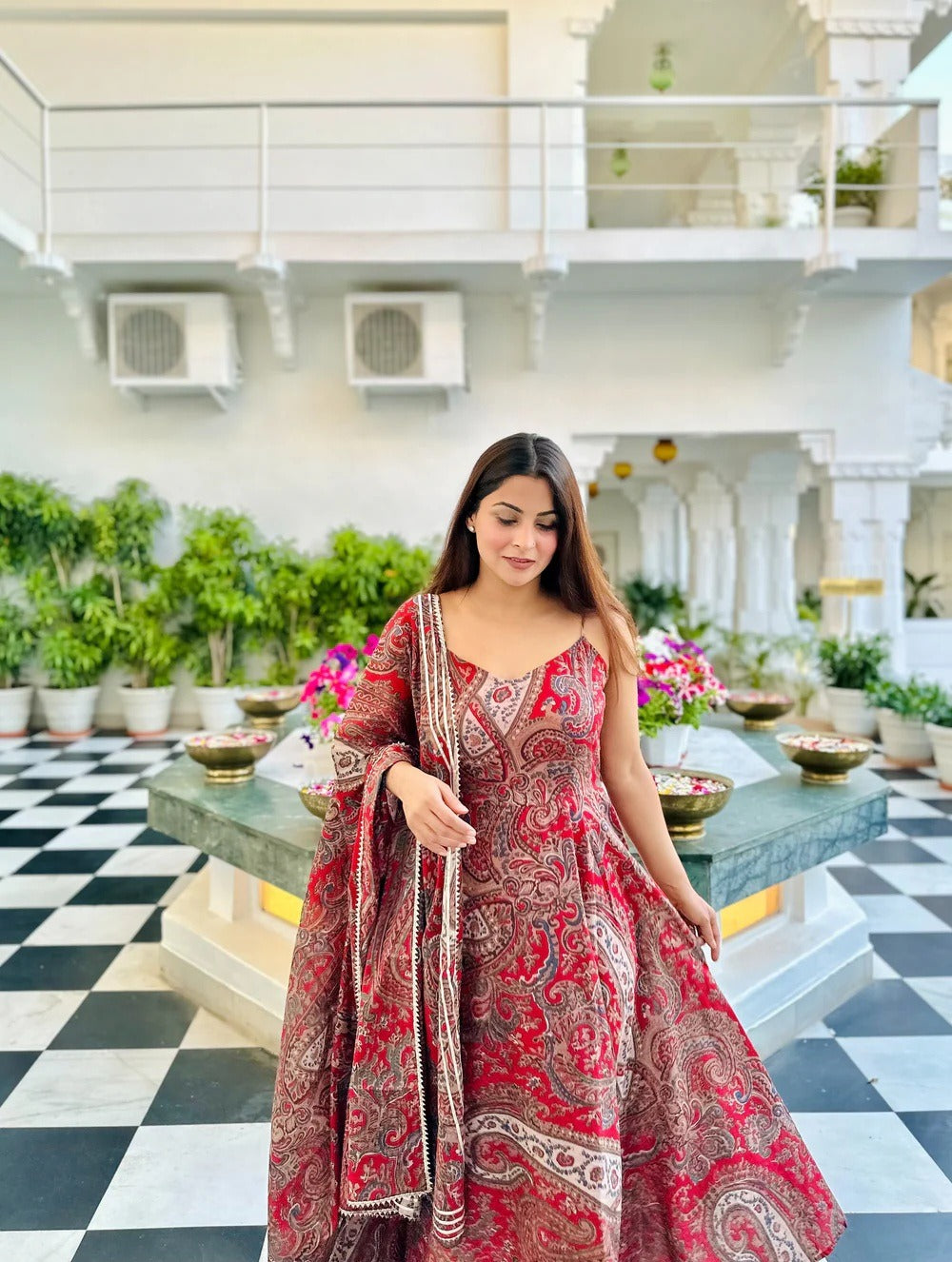 Beautiful Pure Cotton Anarkali Kurta With Dupatta