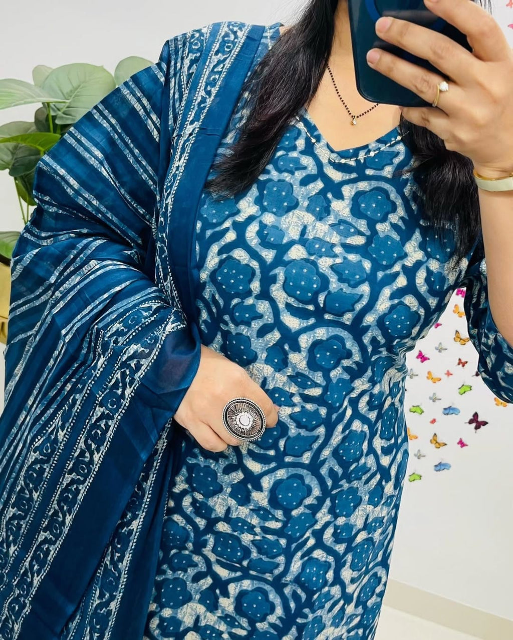 Beautiful Pure Cotton Kurta and Pant With Dupatta