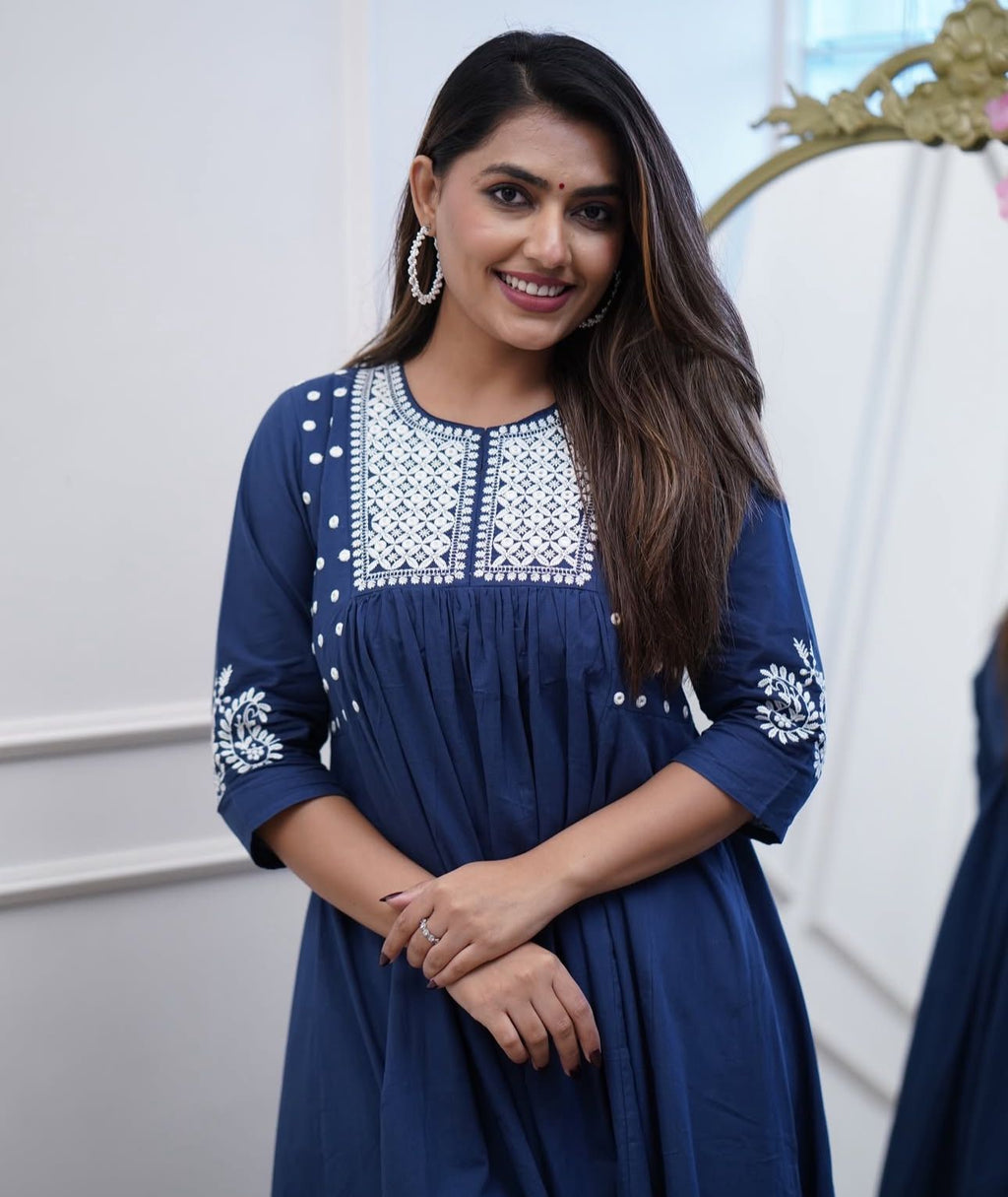 Beautiful Blue Pure Cotton Kurta and Pant