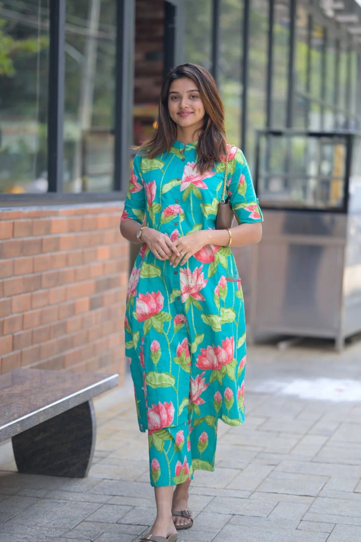 Printed to Perfection – Kurti Set in Soft Magic Cotton Fabric