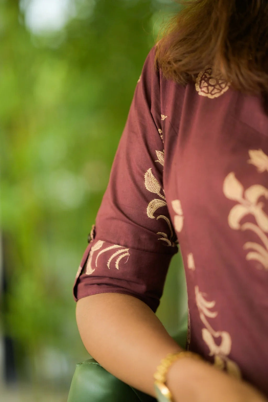 Burgundy Cotton Floral Kurta ant Set for Womens