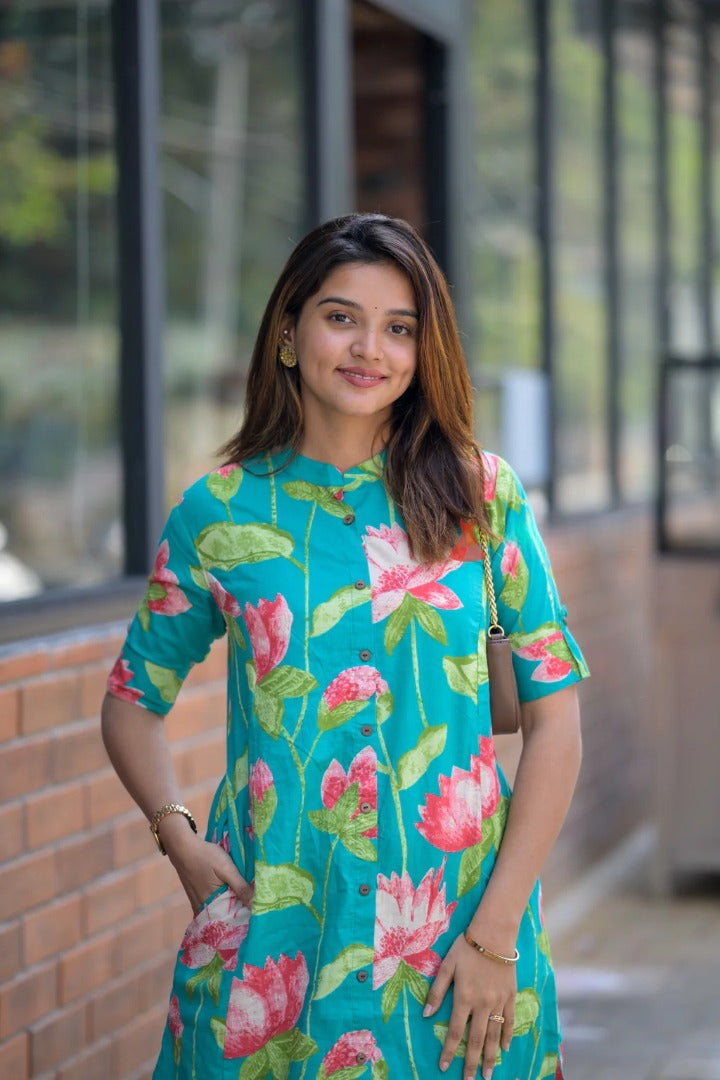 Printed to Perfection – Kurti Set in Soft Magic Cotton Fabric