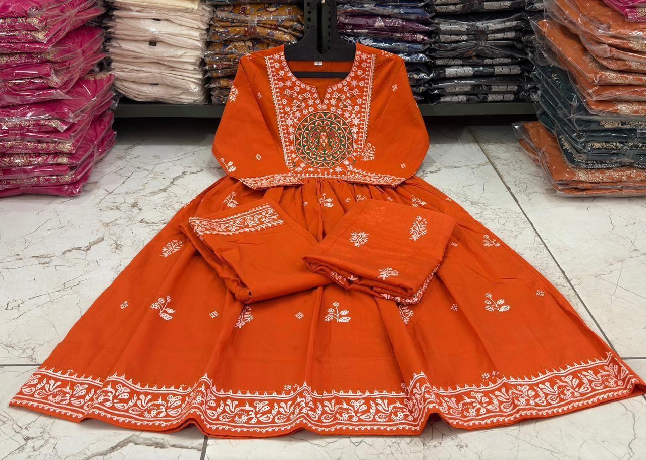 Terracotta Mirror Work Anarkali Set