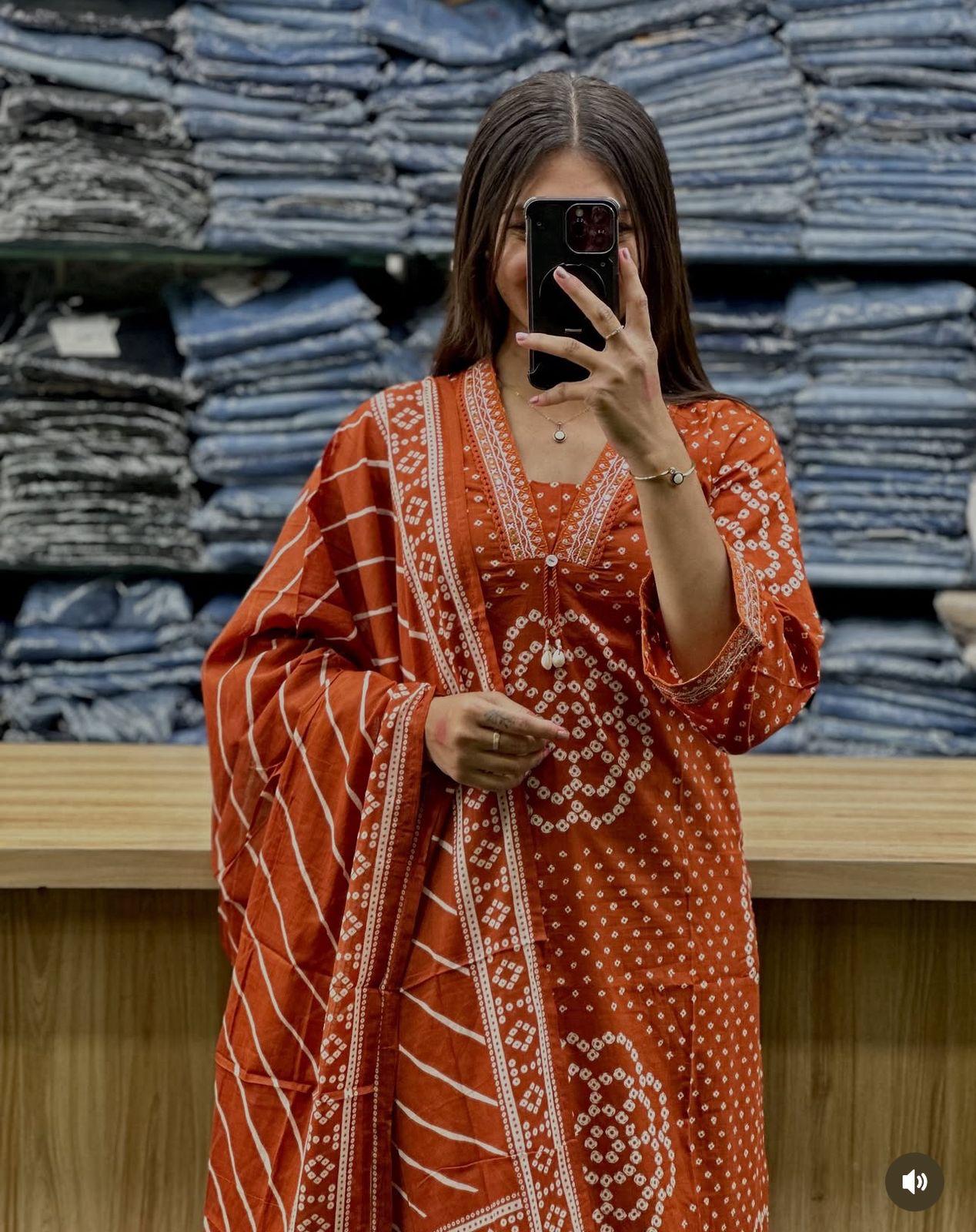 Ethnic Motifs Printed Regular Pure Cotton Kurta with Sharara & With Dupatta