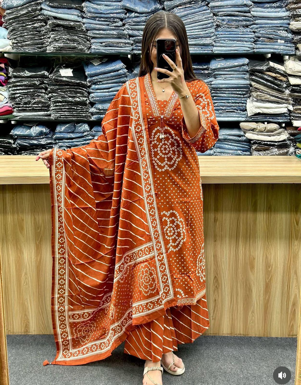 Ethnic Motifs Printed Regular Pure Cotton Kurta with Sharara & With Dupatta