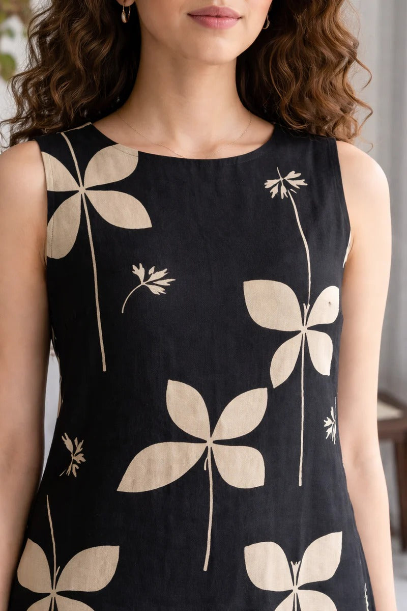 Black and Beige Butterfly Print Cotton Co-ord Set
