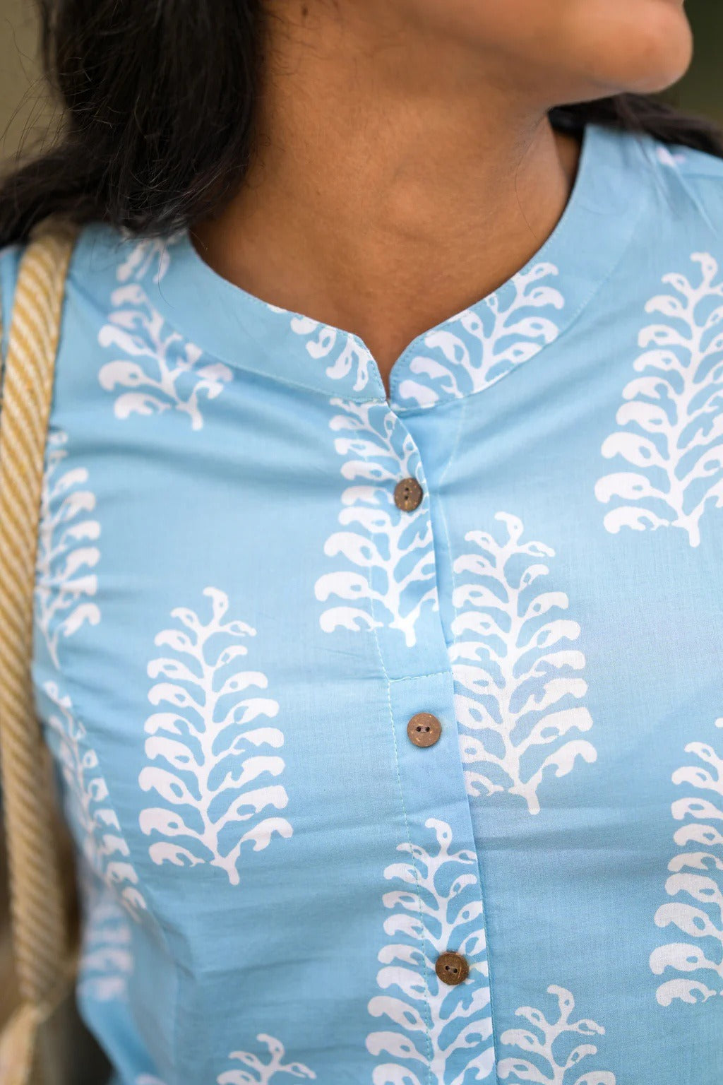 Sky Blue Rayon Printed Kurta Pant Set